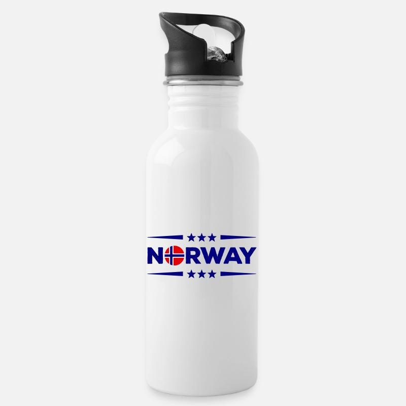 norway - Trinkflasche mit integriertem Trinkhalm - Weiß