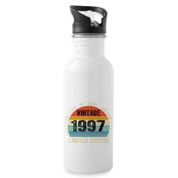 Jahrgang 1997 27 Jahre 27. Geburtstag Limitiert - Trinkflasche mit integriertem Trinkhalm - Weiß - Rechts