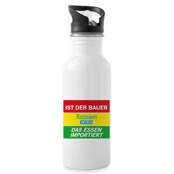 Bauernprotest Streik Demo Statement Ist der Bauer - Trinkflasche mit integriertem Trinkhalm - Weiß - Rechts