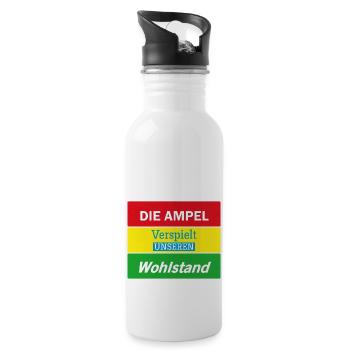 Protest Streik Demo Statement zum Wohlstand - Trinkflasche mit integriertem Trinkhalm - Weiß - Rechts