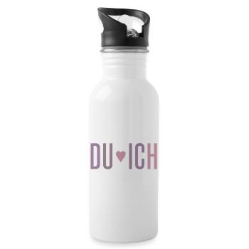 Du & Ich - Trinkflasche mit integriertem Trinkhalm - Weiß - Rechts