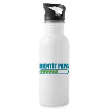 bientôt papa cadeau annonce drôle promu futur papa - Gourde avec paille intégrée - blanc - Droite
