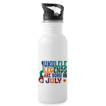 Ukulele Legends are born in July - Trinkflasche mit integriertem Trinkhalm - Weiß - Rechts