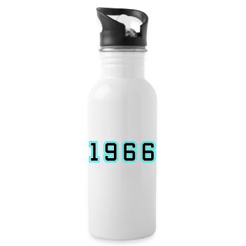 1966 Jahr Geburtstag - Trinkflasche mit integriertem Trinkhalm - Weiß - Rechts