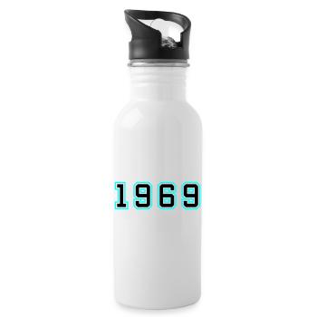 1969 Jahr Geburtstag - Trinkflasche mit integriertem Trinkhalm - Weiß - Rechts