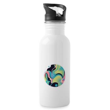 Colorful Waves: A Sea of Colors - Water bottle with straw - white - Right