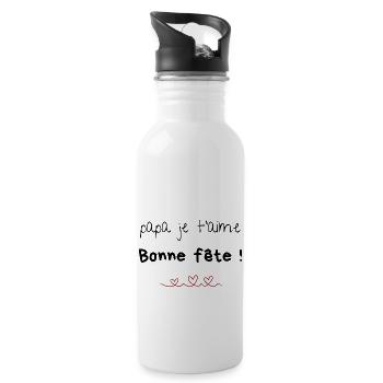 Papa Ich liebe dich Alles Gute zum Vatertag Geschenkparty - Trinkflasche mit integriertem Trinkhalm - Weiß - Rechts