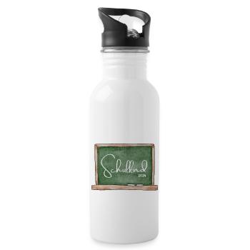 Schulkind 2024 Einschulung Geschenk Tafel - Trinkflasche mit integriertem Trinkhalm - Weiß - Rechts