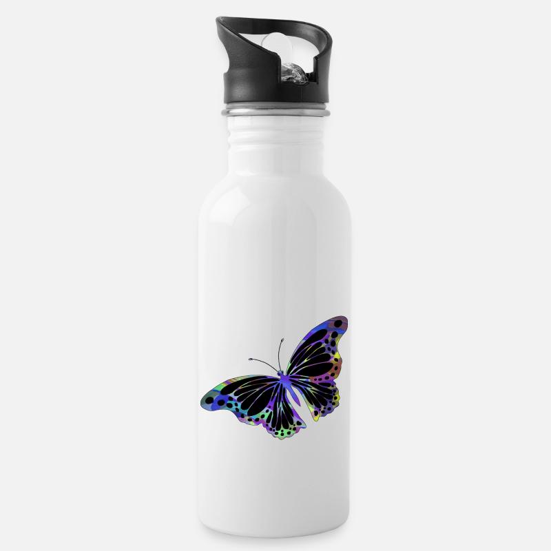 Papillon - Gourde avec paille intégrée - blanc