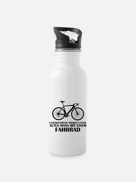 Lustiger Fahrrad Spruch - Trinkflasche mit integriertem Trinkhalm - Weiß