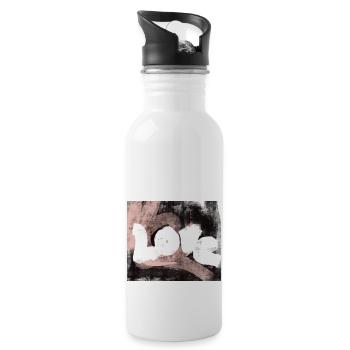 Love Liebe Design abstrakt modern - Trinkflasche mit integriertem Trinkhalm - Weiß - Rechts