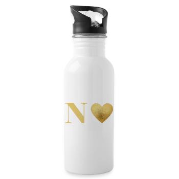 Buchstabe n goldenes Herz - Trinkflasche mit integriertem Trinkhalm - Weiß - Rechts