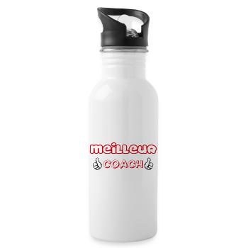 BESTER COACH - Trinkflasche mit integriertem Trinkhalm - Weiß - Rechts