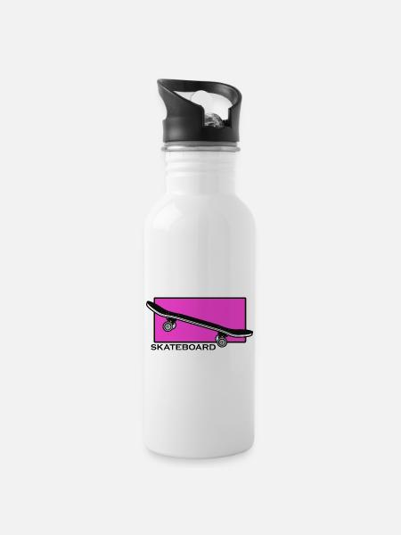 skateboard skater halfpipe sk8 grind skate - Trinkflasche mit integriertem Trinkhalm - Weiß
