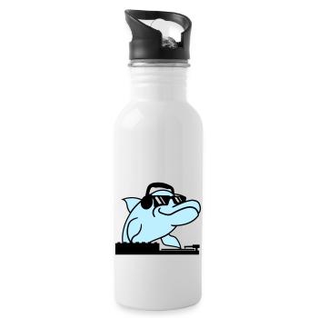Lustiger DJ Delfin Mischpult Cool Party Musik Fun - Trinkflasche mit integriertem Trinkhalm - Weiß - Rechts