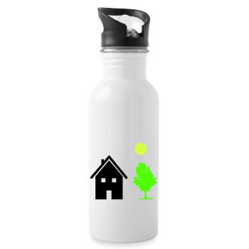 haus baum - Trinkflasche mit integriertem Trinkhalm - Weiß - Rechts