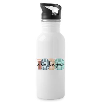 1938 Vintage Retro - Trinkflasche mit integriertem Trinkhalm - Weiß - Rechts