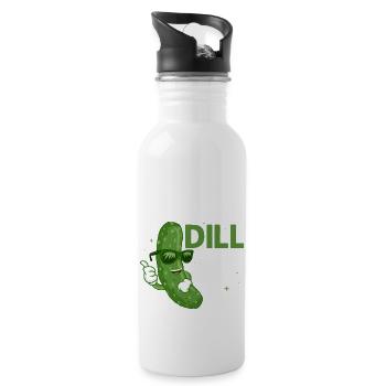 Dill With It Pickle Vegan Cucumber - Trinkflasche mit integriertem Trinkhalm - Weiß - Rechts