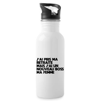Lustiger Mann Ruhestand Geschenkidee für einen März - Trinkflasche mit integriertem Trinkhalm - Weiß - Rechts