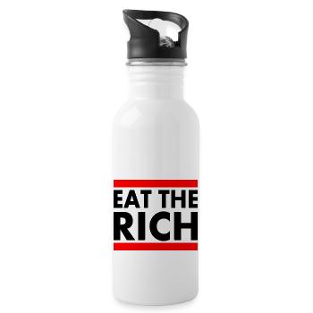 Eat the rich - Trinkflasche mit integriertem Trinkhalm - Weiß - Rechts