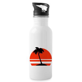 Palm Island - Water bottle with straw - white - Right