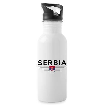 Design Serbie – Fierté et passion - Gourde avec paille intégrée - blanc - Droite