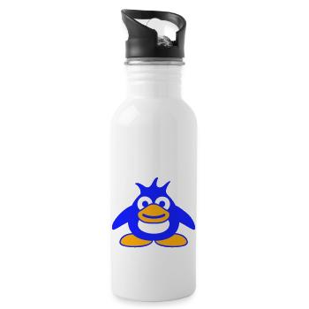 Pingouin mignon bébé enfant bambin heureux cool - Gourde avec paille intégrée - blanc - Droite