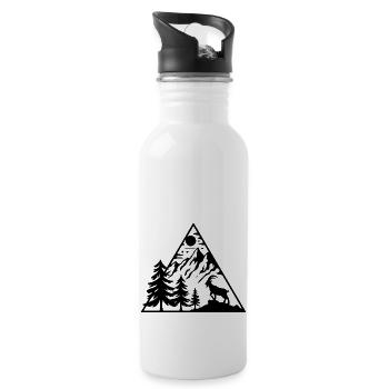Alpen Berge Steinbock - Trinkflasche mit integriertem Trinkhalm - Weiß - Rechts