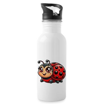 Ladybug cartoon animal - Water bottle with straw - white - Right