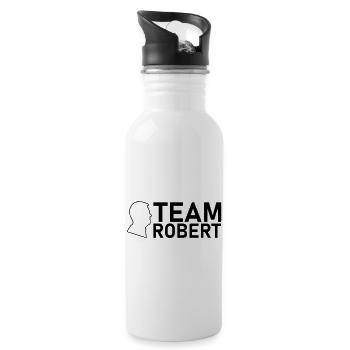 team robert kopf schwarz - Trinkflasche mit integriertem Trinkhalm - Weiß - Rechts