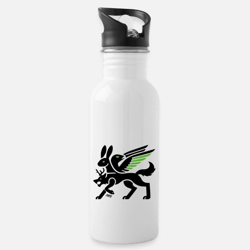 Wolpertinger - Water bottle with straw - white