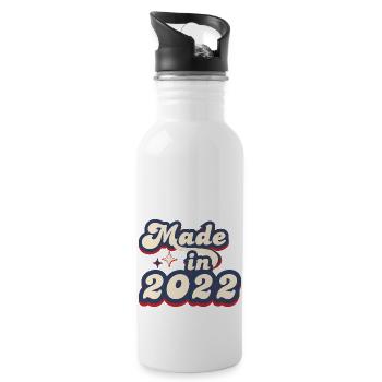 Hergestellt im Jahr 2022 Retro - Trinkflasche mit integriertem Trinkhalm - Weiß - Rechts