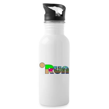Laufen Natur Landschaft Unikat Läufer Wandern - Trinkflasche mit integriertem Trinkhalm - Weiß - Rechts