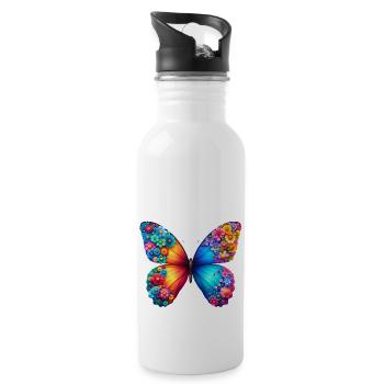 Colorful Butterfly Nature Inspired Summer Vibes - Water bottle with straw - white - Right