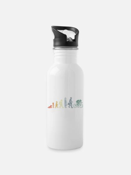 Radfahrer Evolution - Trinkflasche mit integriertem Trinkhalm - Weiß