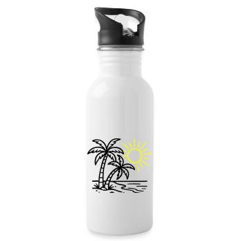 Island Palm Trees Beach - Water bottle with straw - white - Right