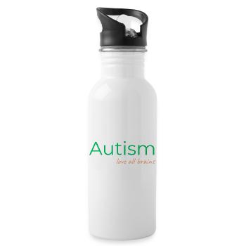 Autism - love all brains - Trinkflasche mit integriertem Trinkhalm - Weiß - Rechts
