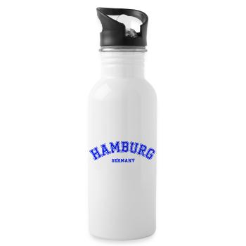 Hamburg Arch Kollegestil Shirt - Trinkflasche mit integriertem Trinkhalm - Weiß - Rechts