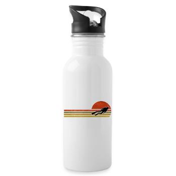 Retro Sunset Jump Figure - Water bottle with straw - white - Right