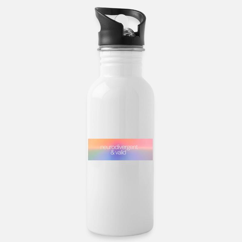 Neurodivergent & valid - Water bottle with straw - white