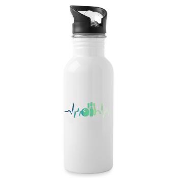 Bowling-Herzschlag-Bowler - Trinkflasche mit integriertem Trinkhalm - Weiß - Rechts