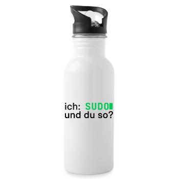 ich: SUDO und du so? Linux Programmierer - dunkel - Trinkflasche mit integriertem Trinkhalm - Weiß - Rechts