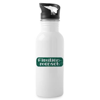 Familienmensch mit Herz - Trinkflasche mit integriertem Trinkhalm - Weiß - Rechts