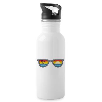 Sonnenbrille und Paradies - Trinkflasche mit integriertem Trinkhalm - Weiß - Rechts