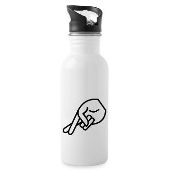 lying - crossed fingers - Water bottle with straw - white - Right