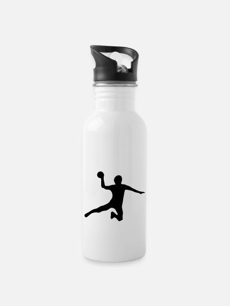 handball - Water bottle with straw - white