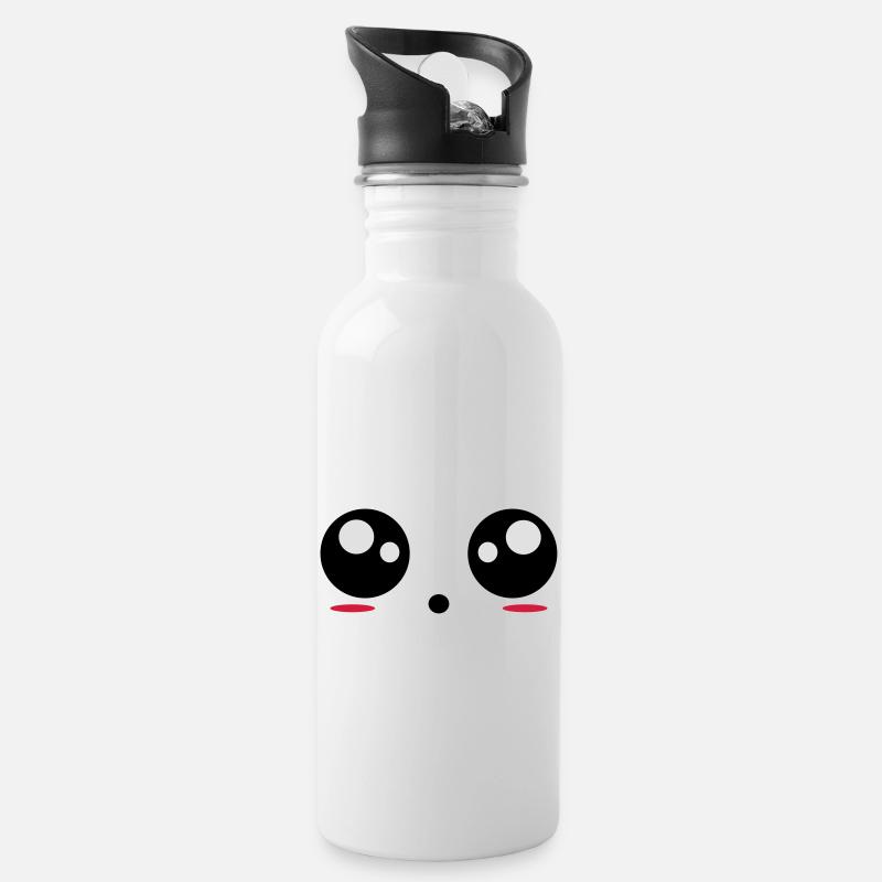 Augen - Trinkflasche mit integriertem Trinkhalm - Weiß
