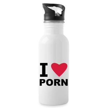 I love Porn - Water bottle with straw - white - Right