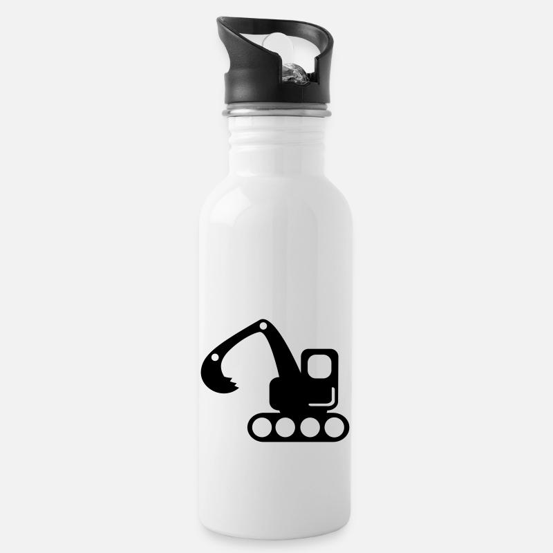 Bagger - Trinkflasche mit integriertem Trinkhalm - Weiß