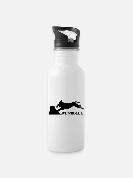 Flyball - Water bottle with straw - white
